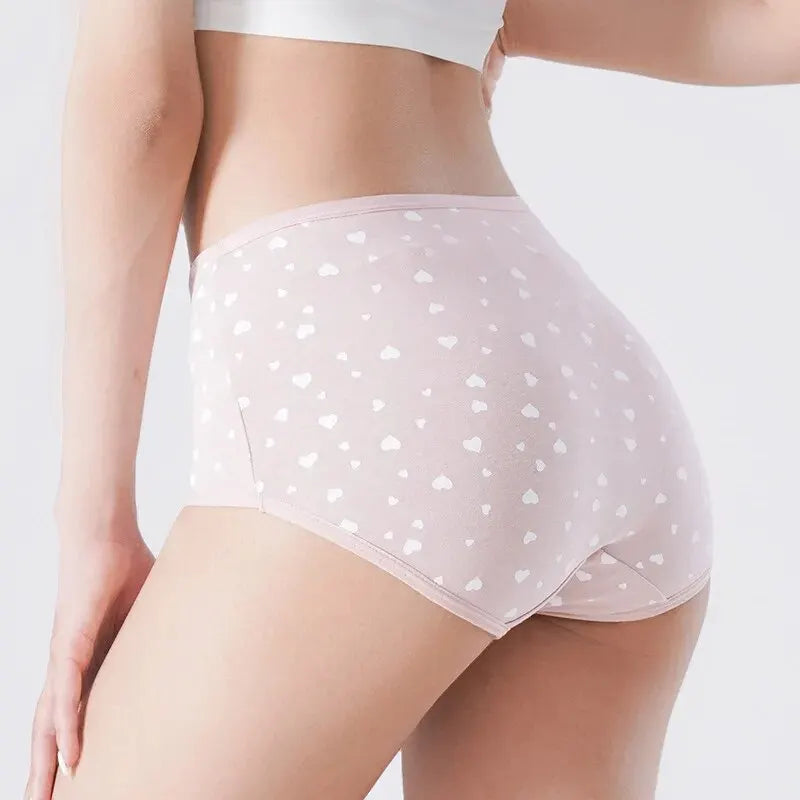 4Pcs Women's Panties High Waist Underwear Fashion Print Girls Briefs Breathable Cotton Panty Plus Size M-5XL Female Lingerie - Tasawoq
