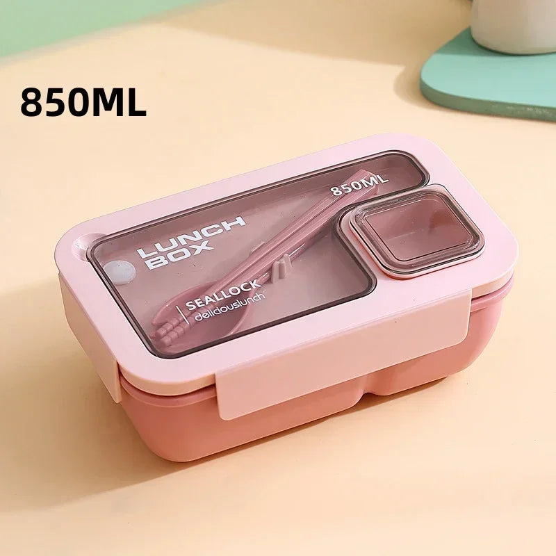 850ml/1100ml Portable Lunch Box Microwave Bento Boxes with Tableware for Kids School Office Leakproof Food Storage Container