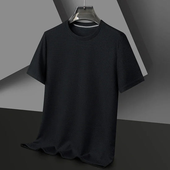 New Summer Waffle Round Neck Short Sleeved T-shirt for Men's Short Sleeved Top - Tasawoq