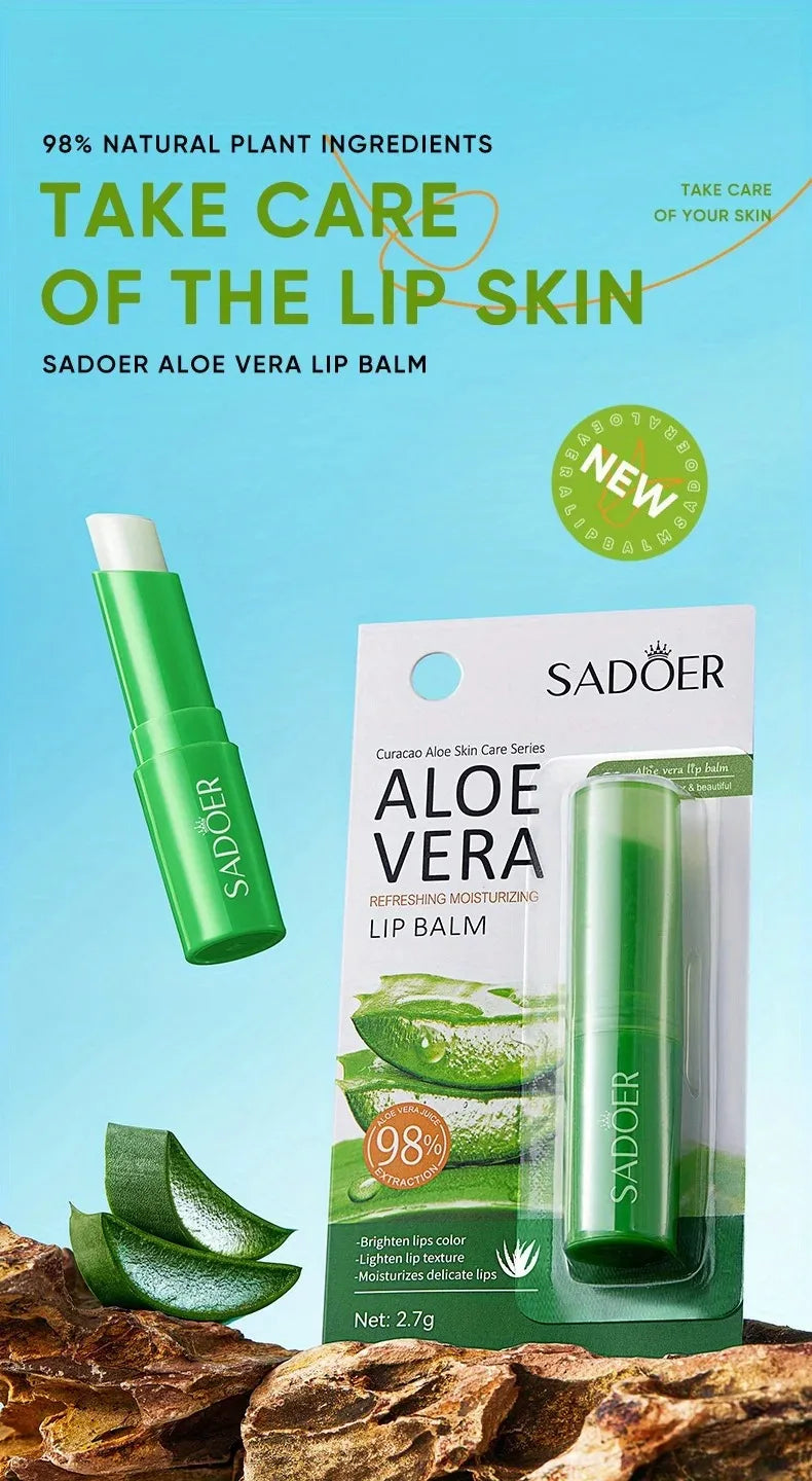 Lip Aloe Balm Nourishing, Refreshing, Hydrating and Moisturizing Preventing Cracking and Repairing Lips Gentle Non Irritating - Tasawoq