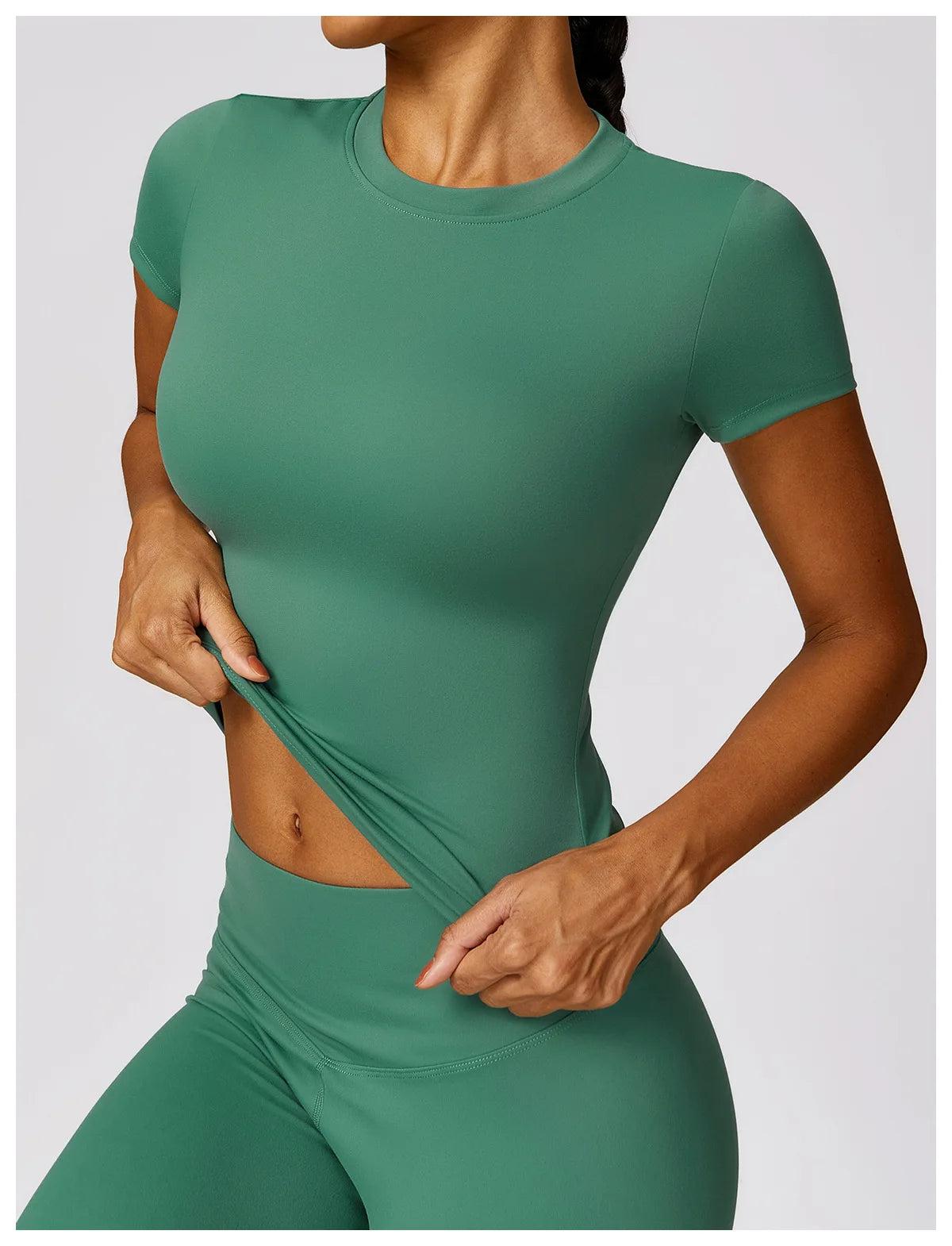 NCLAGEN Women Running Sports T Shirt Summer Short Sleeve Round Neck Breathable Stretchy GYM Yoga Slim Fitness Active Top Tee - Tasawoq