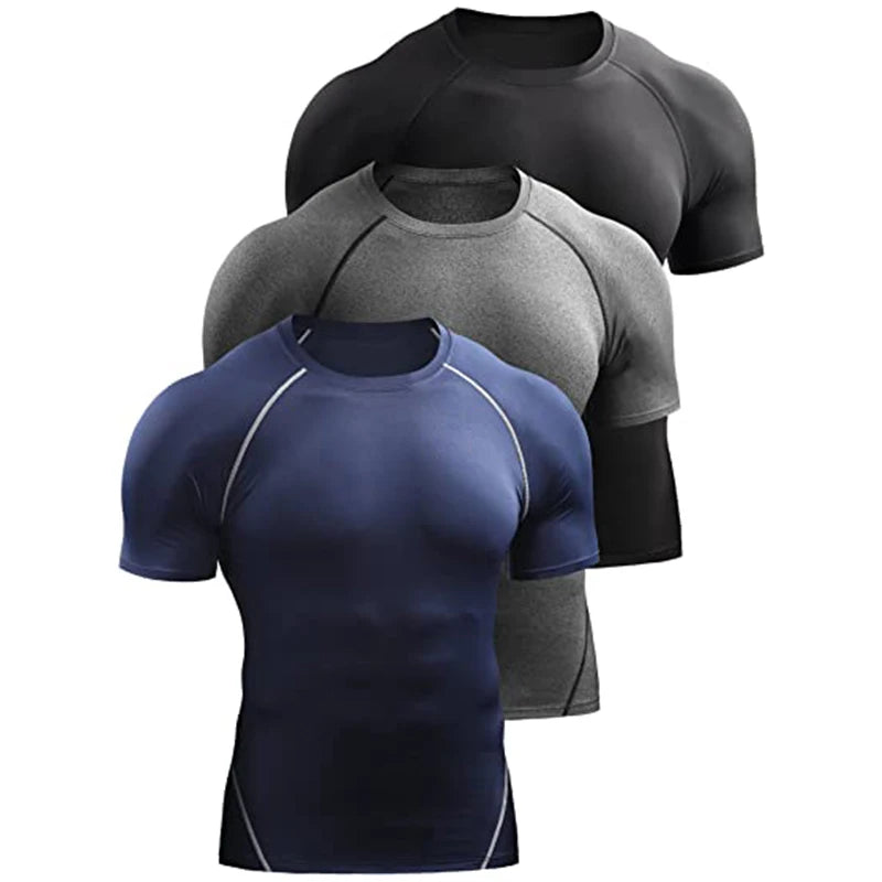 2024 Compression T Shirt Men Summer Sportswear Running T-shirt Elastic Quick Dry Sport Tops Tee Athletic Gym Workout Shirts Men - Tasawoq
