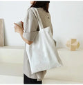 Large Capacity Black White Canvas Shoulder Tote Bag Folding Eco Cotton Handbag Reusable DIY Shoulder Bag Shopping Bag - Tasawoq