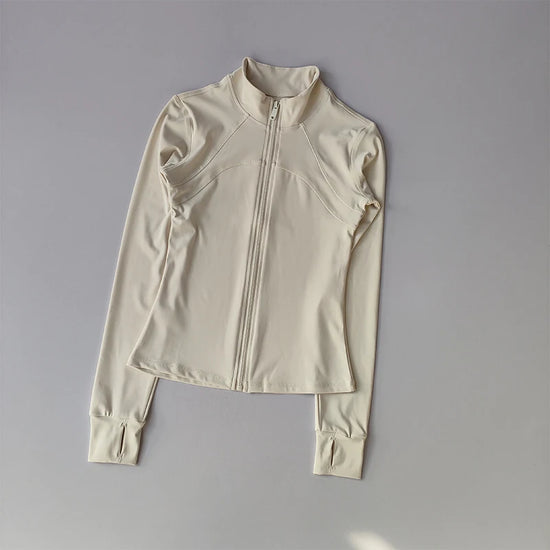 Yoga Suit Women's High-end Standing Collar Long Sleeved Sports Jacket Running Training Fitness Top Windproof Running Suit - Tasawoq