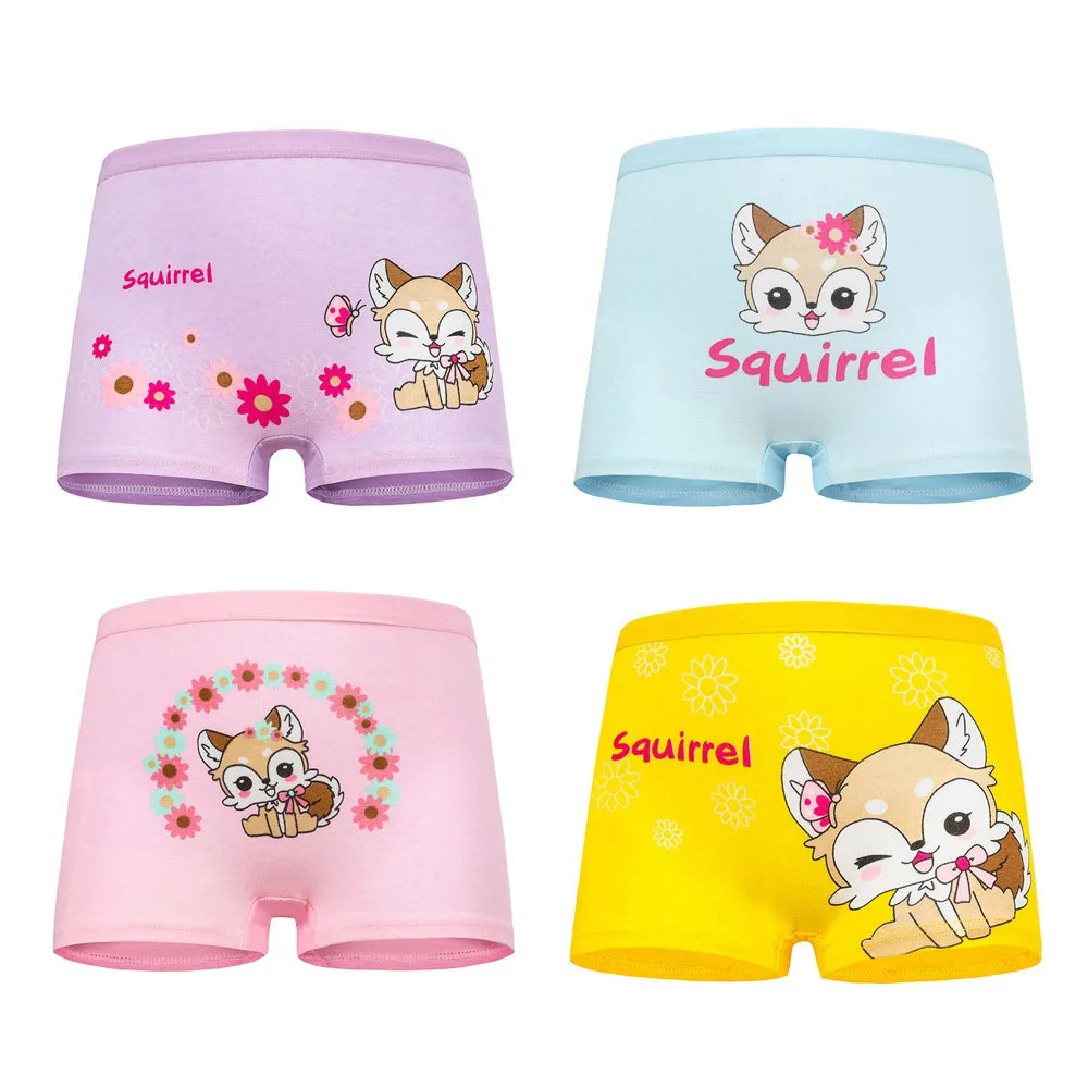 4 Pieces/lot Design Children's Girls Panties Cotton Soft Pretty Cartoon Unicorn Child Underwear for Girls Kids Boxer Breathable - Tasawoq