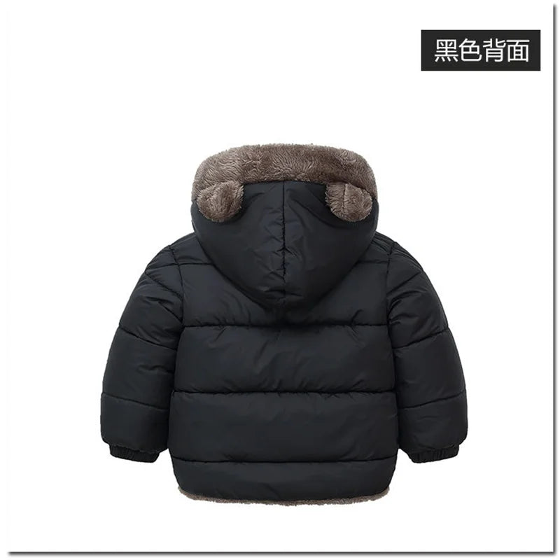 Baby Boys Girls Jacket Hooded Cotton Outerwear Children's Thick Fleece Coat Cashmere Padded Jackets Winter Boys Girls Warm Coats - Tasawoq