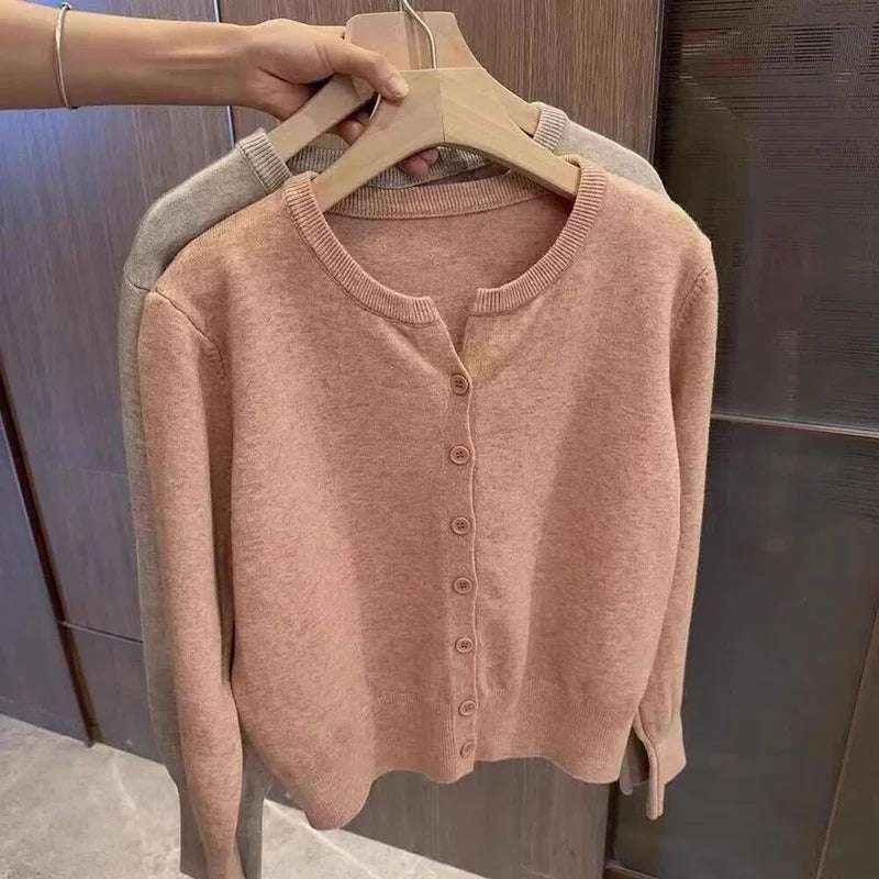 Fashion Women's Thin Fleece Knit Loose Short Cashmere Sweater Round Neck Warm Korean Casual Female Sweater Top Cloting - Tasawoq
