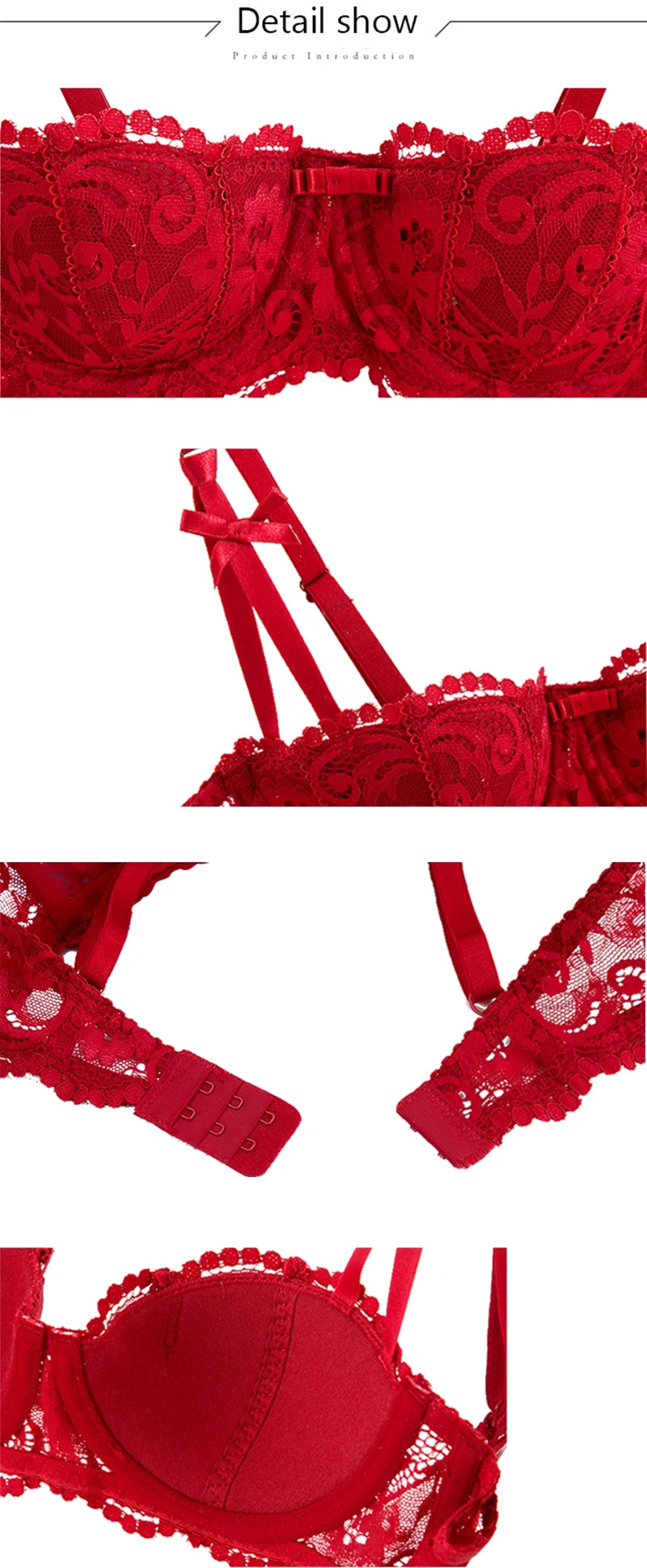 1/2 Half Cup Bras For Women Plus Size Lingerie Red Thin Underwear Cotton Sexy Push Up Balconette Bra Top Black White A B C D Cup - Tasawoq
