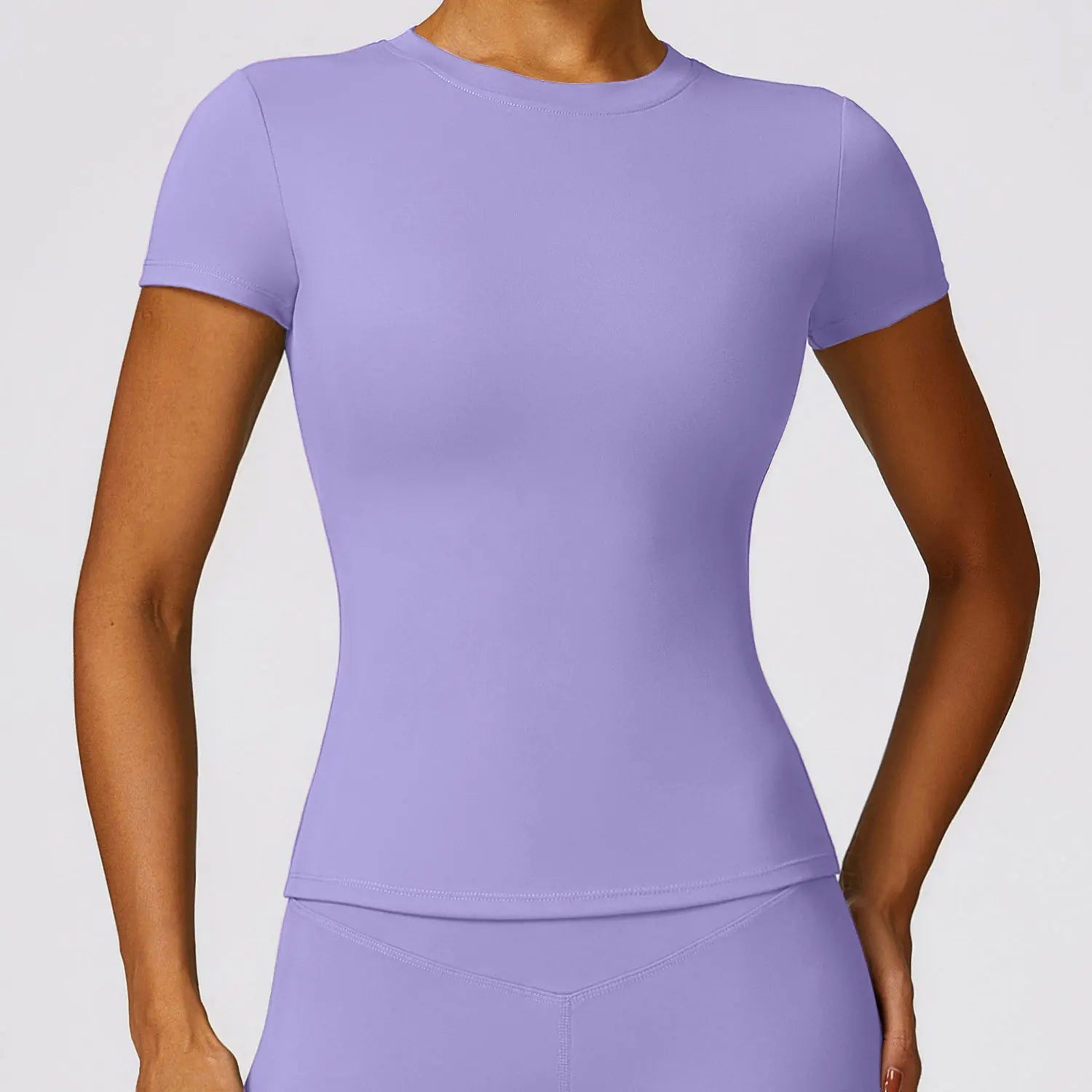 NCLAGEN Women Running Sports T Shirt Summer Short Sleeve Round Neck Breathable Stretchy GYM Yoga Slim Fitness Active Top Tee - Tasawoq