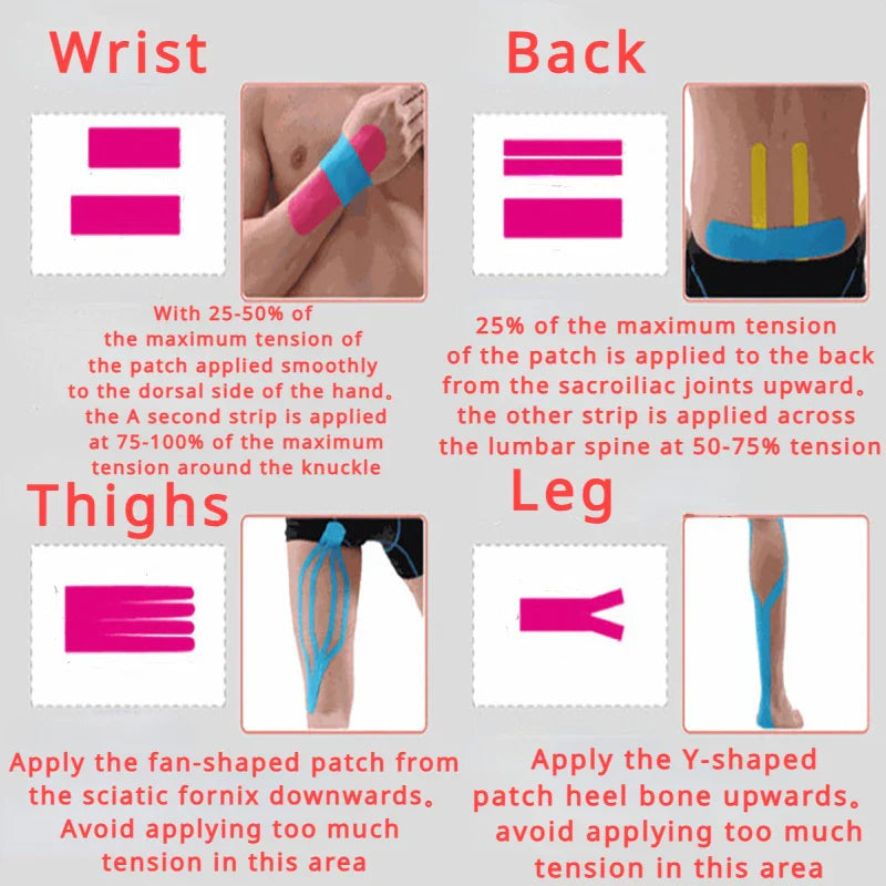 Sports Waterproof Kinesiology Tape Stickers Athletic Bandage Muscle Recovery Protector Strapping Pain Relief Tennis Gym - Tasawoq