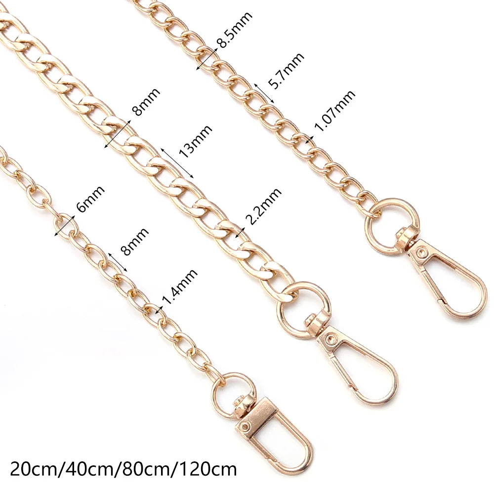 Metal Aluminum Replacement Bag Chain 20/40/80/120cm Women Shoulder strap for bags replace Crossbody chain Bag Accessories - Tasawoq