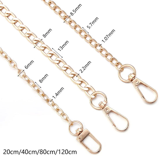 Metal Aluminum Replacement Bag Chain 20/40/80/120cm Women Shoulder strap for bags replace Crossbody chain Bag Accessories - Tasawoq
