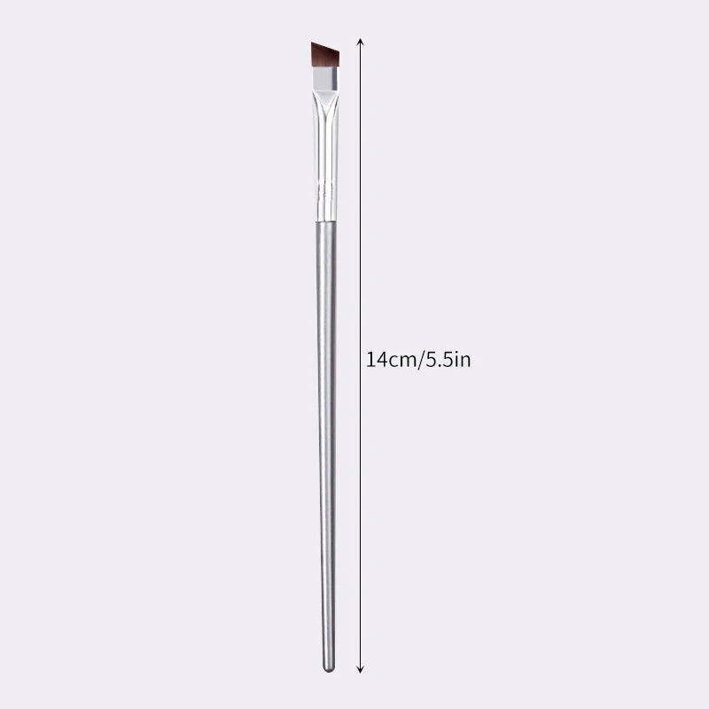 12pcs silvery Super Thin Blade Eyeliner Brush & Soft Makeup Brush Set, Portable Eyebrow Brush & Multipurpose Cosmetic Tool - Tasawoq