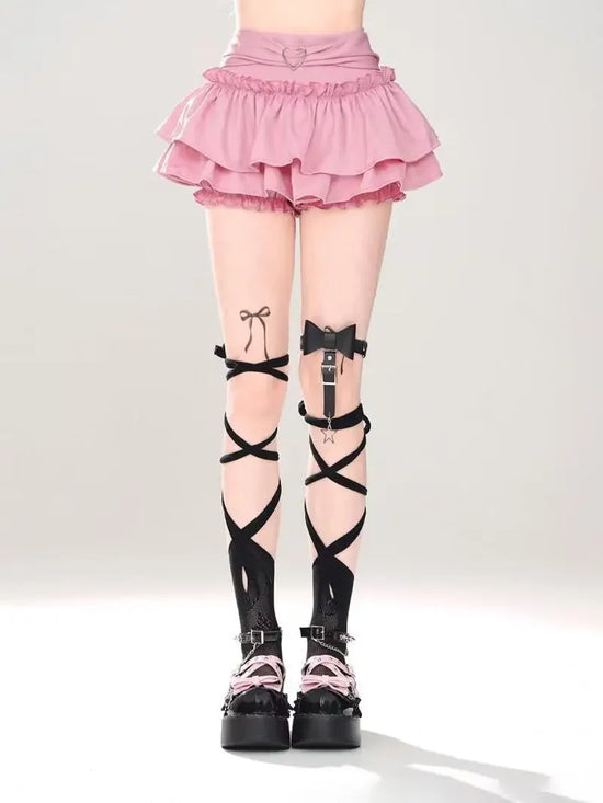 Pink A- line Mini Skirt Women's Summer 2024 New Style Puffy Slimming Cake Skirt A- line Pleated Dress Lightweight Fashion - Tasawoq