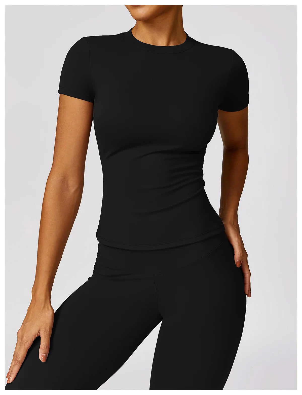 NCLAGEN Women Running Sports T Shirt Summer Short Sleeve Round Neck Breathable Stretchy GYM Yoga Slim Fitness Active Top Tee - Tasawoq