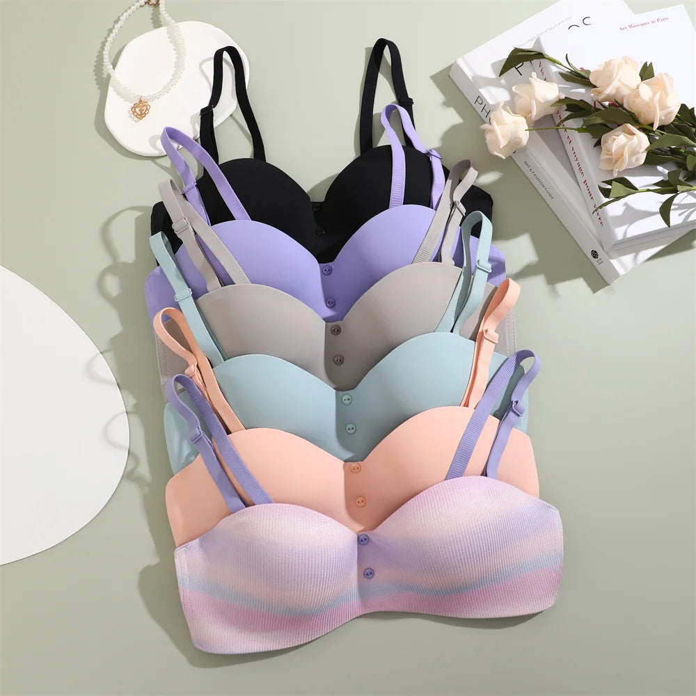 Women Sexy Seamless Bras Adjustable Push Up Brassiere No Steel Female Comfortable Underwear Ladies Solid Color Lingerie Bralette - Tasawoq