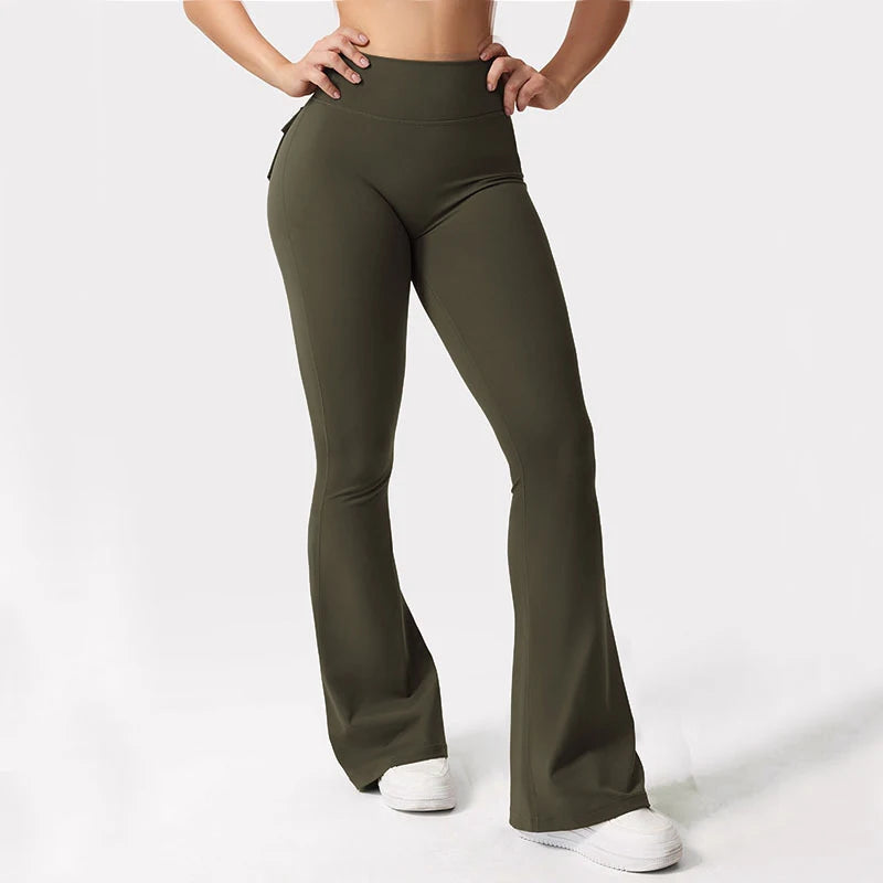 2024 Newest Women Wide Leg High Stretch Yoga Leggings Naked Feeling Compression Fitness Workwear with pockets Yoga Pant ﻿ - Tasawoq