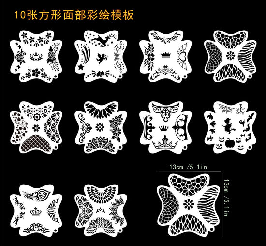 Face Paint Stencils Professional Body Art Paint Stencils Reusable For Adults Kids Easily Use Templates For Parties Makeup Tools - Tasawoq