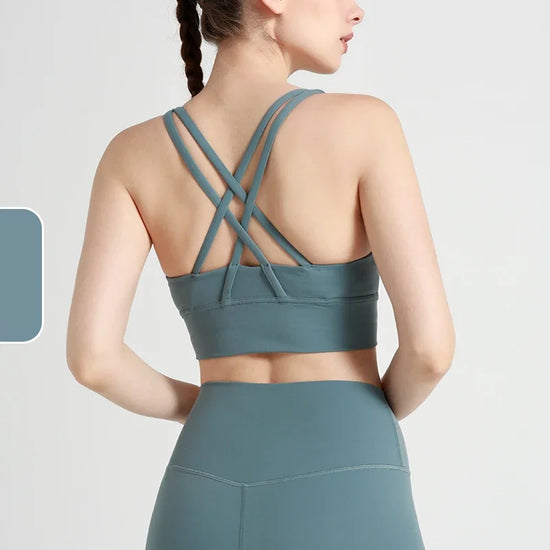New Summer Sexy Sports Bras Women Fitness Vest Sports Top Cross Back Yoga Bra Running Fitness Breathable Shockproof Yoga Bra - Tasawoq