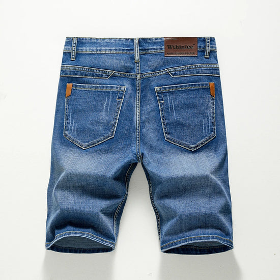 Summer Shorts Jeans Men Denim Pants Stretch Dark Blue Fashion Design Men's Jeans Slim Straight Male Short Jeans Hombre - Tasawoq