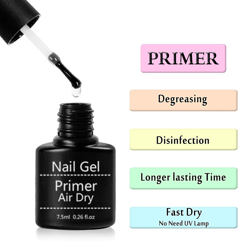 Acrylic No-acid Primer Nail Art Set With Base Coat And Top Coat Soak Off Gel Nail Polish For Nail Art Design Tool Kit - Tasawoq