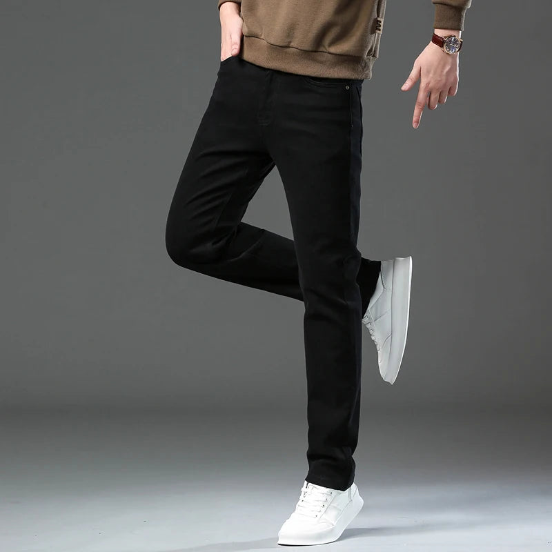 Fashion Loose Straight Business Casual Stretch Denim Pants Male Brand Trousers 3 Colors Plus Size Mens Clothing Slim Jeans 28-44 - Tasawoq