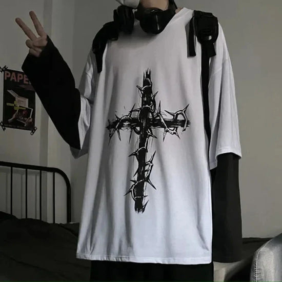 Men T Shirts autumn men Clothes anime casual Long Sleeved Oversized Y2K T-Shirt Harajuku Streetwear Academia Hip Hop tee tops - Tasawoq