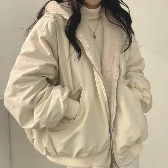 New Jackets for Women Thick Warm Parkas Oversized Double Sided Hooded Coat Korean Fashion Casual Loose Zip Up Jackets Coat Women - Tasawoq