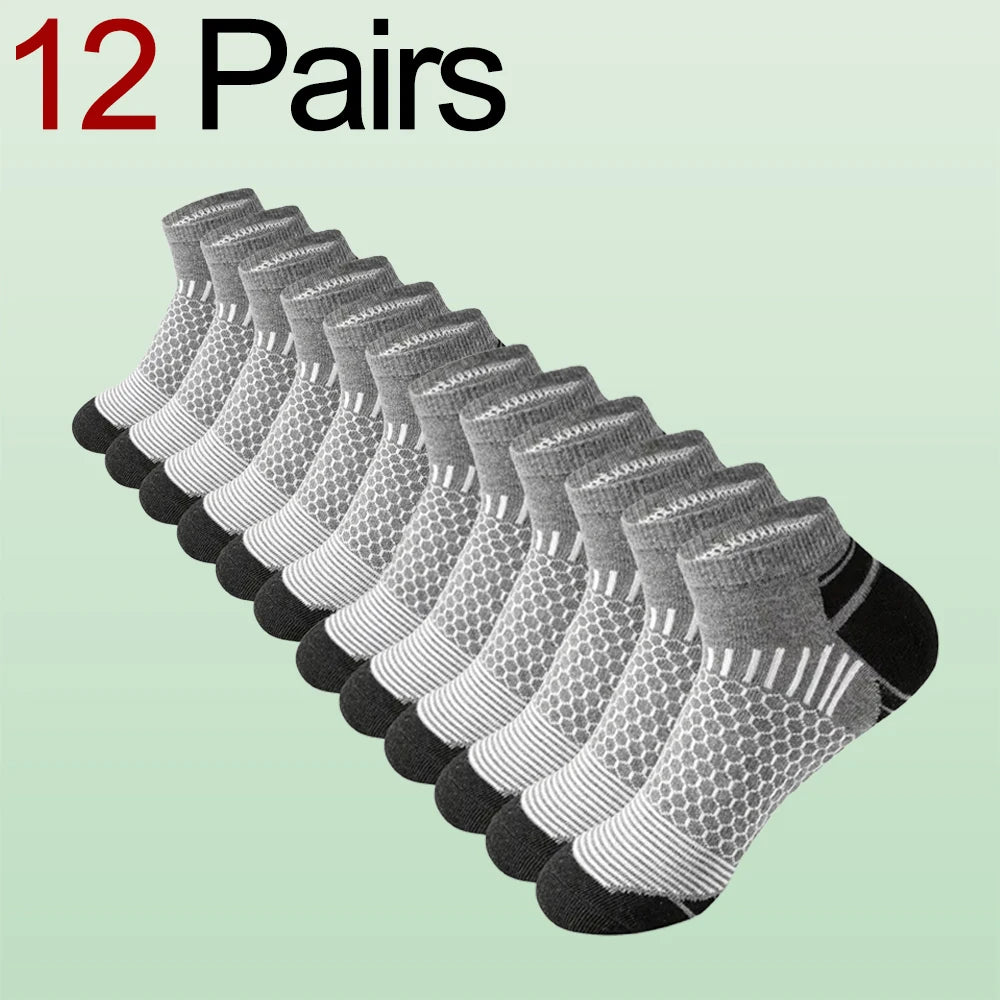 6/12 Pairs for Both Men Women Suitable Sports Low Top Socks Sweat Absorbing Breathable Thin Odor Proof Running Leisure Socks - Tasawoq
