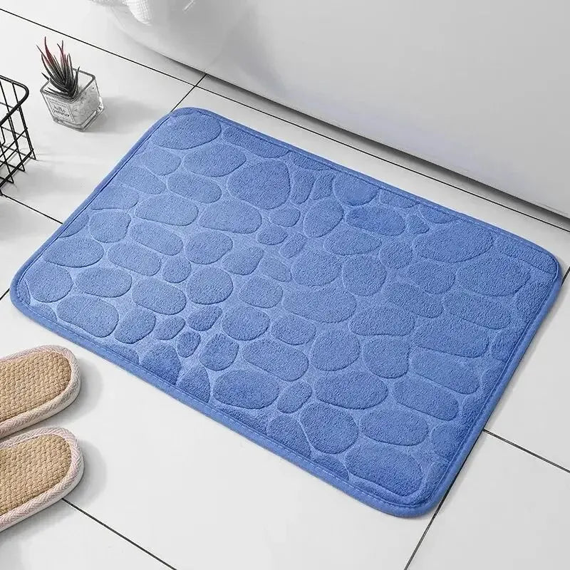 1pc embossed fiber carpet, bathroom living room anti slip mat, pebble floor mat, household items - Tasawoq