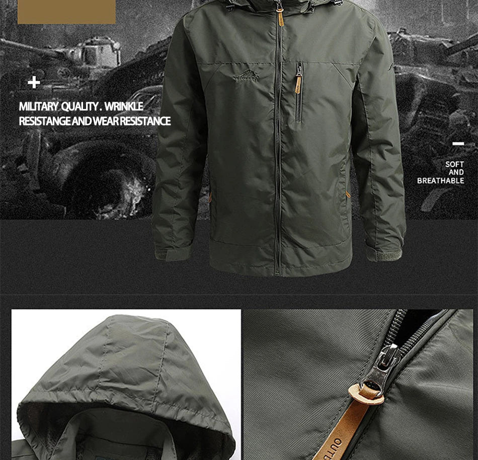 2024 Winter Jacket Fashion Coat Hoodies Camping Hiking Jacket Men's Casual Waterproof Jacket Windbreaker Men Outerwear Clothes - Tasawoq