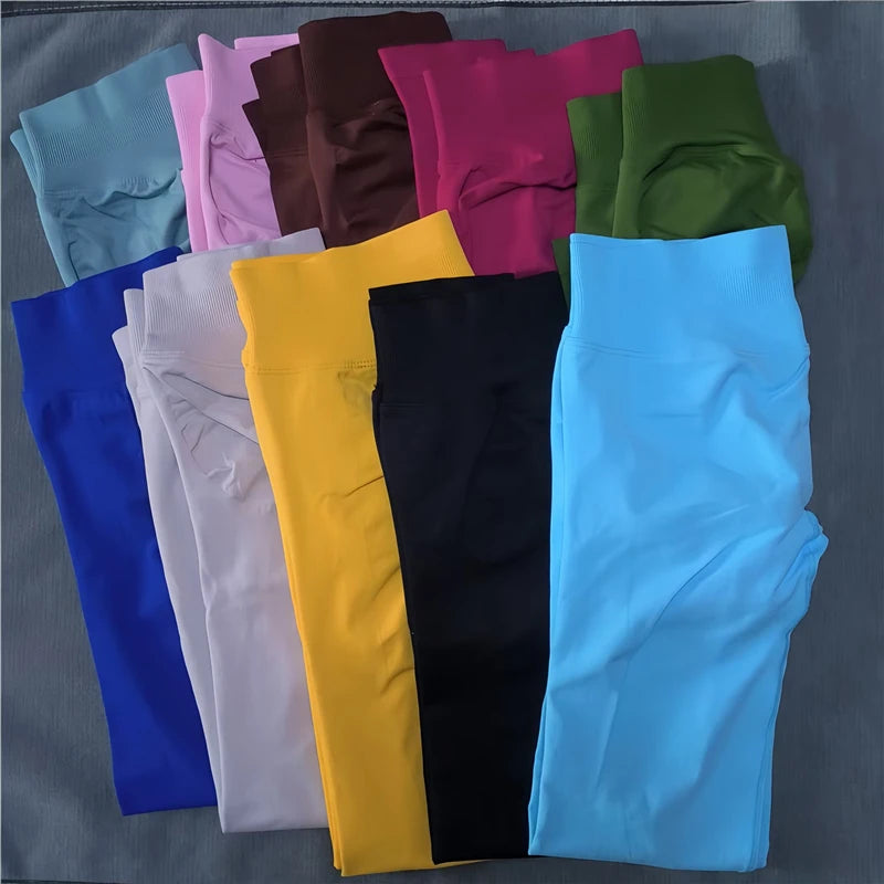 Seamless Sporty Leggings High Impact Yoga Leggings Fitness Pants Butt Lifting Tights Tummy Control Squat Proof Workout Tights - Tasawoq