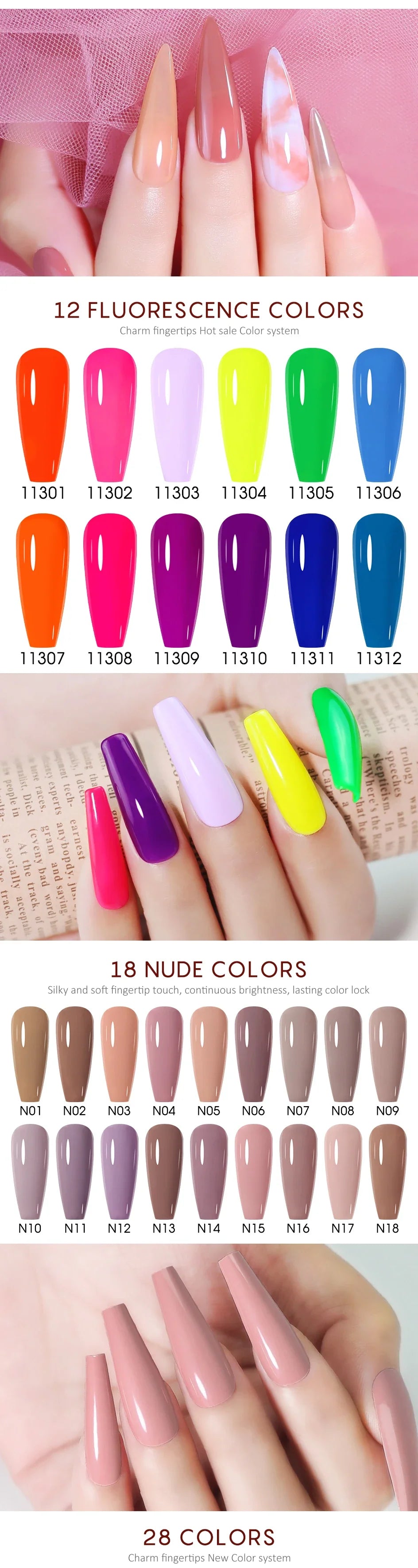 NAILCO 15ml Fresh Series Gel Nail Polish Design UV&LED Nail Gel Spring Summer Color Vernis Nail Art Glitter All For Manicure Set - Tasawoq