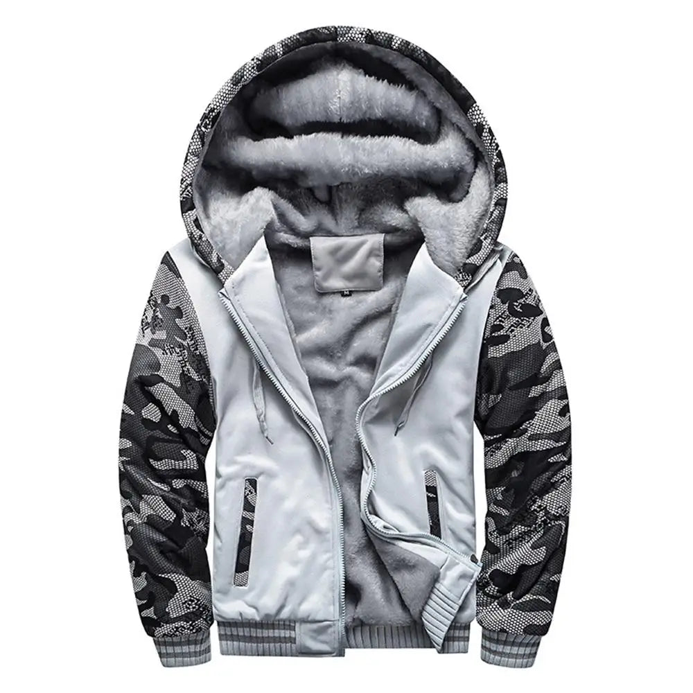 Men's Jacket Camouflage Thicken Winter Jackets for Men Fleece Long Sleeve Coat Man Casual Hoodies Streetwear Men's Coats - Tasawoq