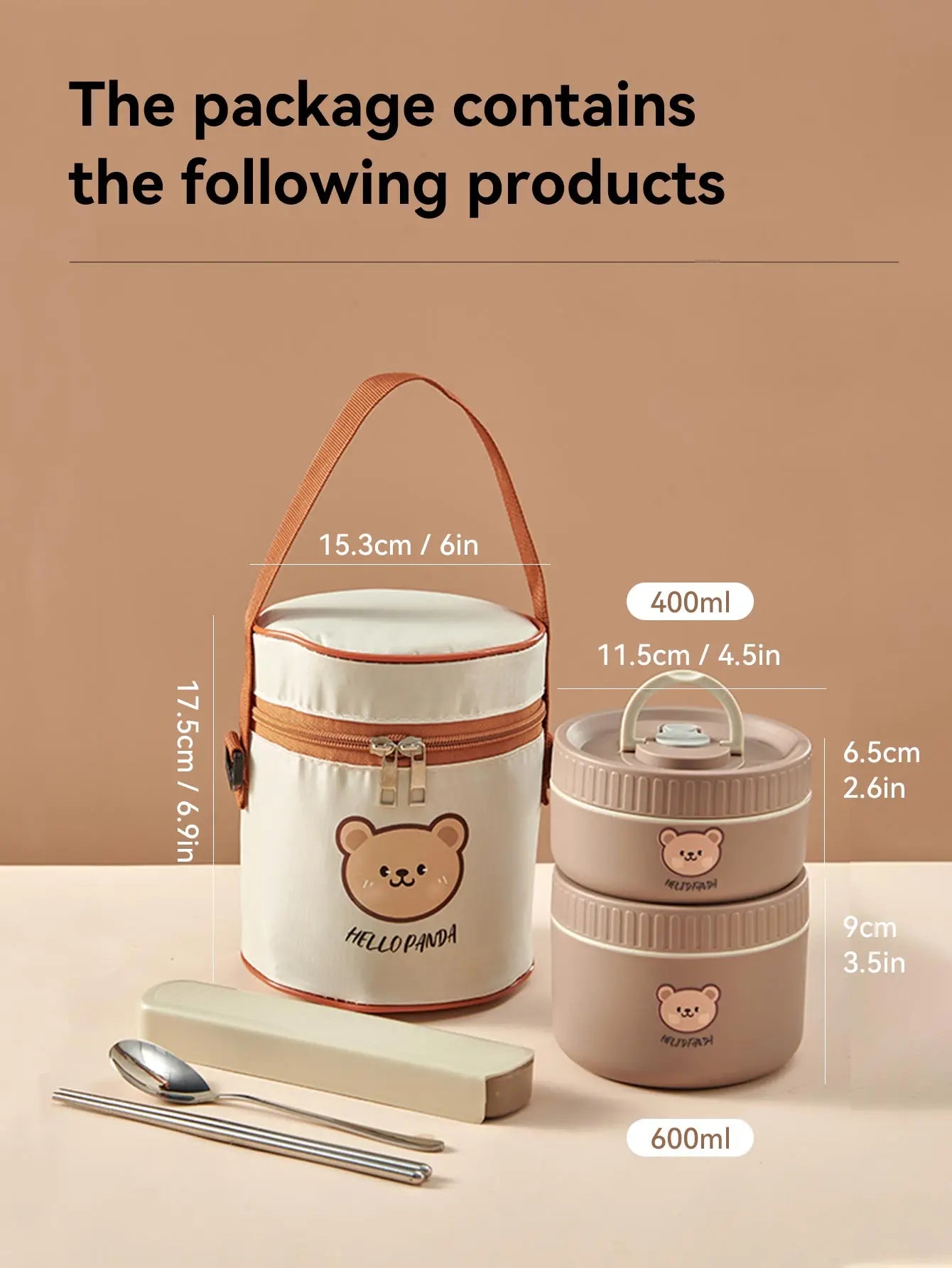 WORTHBUY Cute Bear 304 Stainless Steel Thermal Lunch Box For Kids Adults Portable Microwave Bento Box Leak Proof Food Container