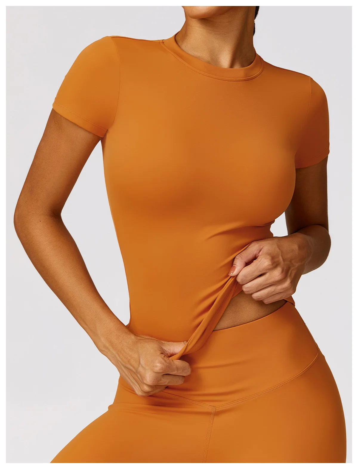 NCLAGEN Women Running Sports T Shirt Summer Short Sleeve Round Neck Breathable Stretchy GYM Yoga Slim Fitness Active Top Tee - Tasawoq