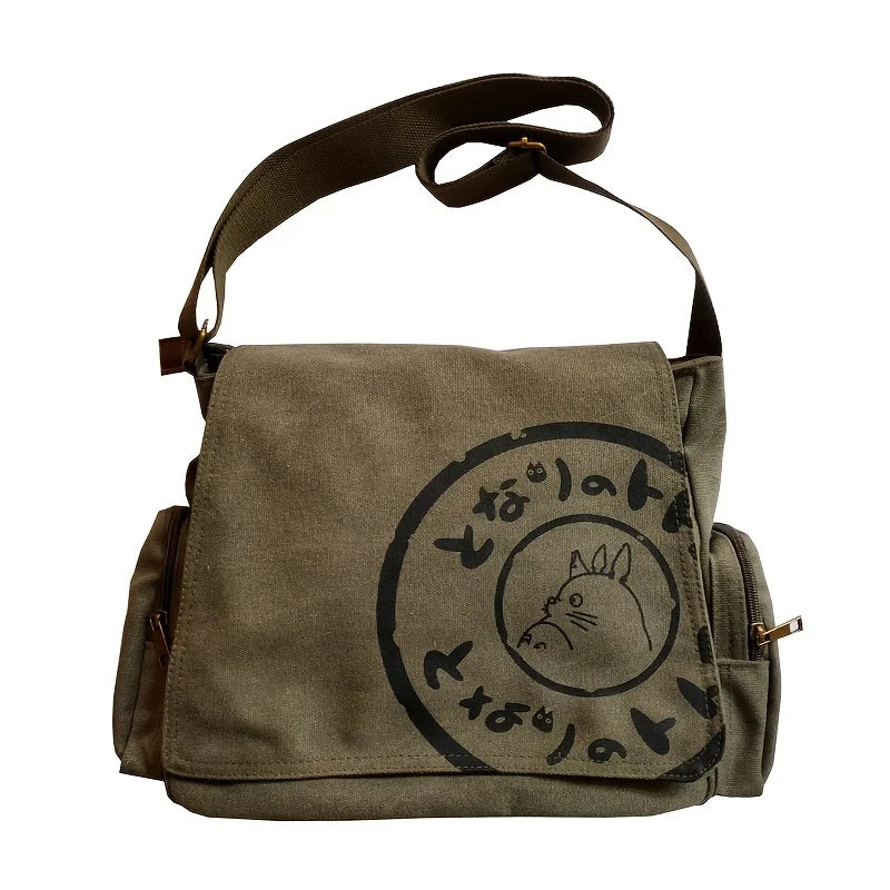 Vintage Cartoon Women Canvas Messenger Bag Large Capacity Tote Bag Women Shoulder Handbag - Tasawoq