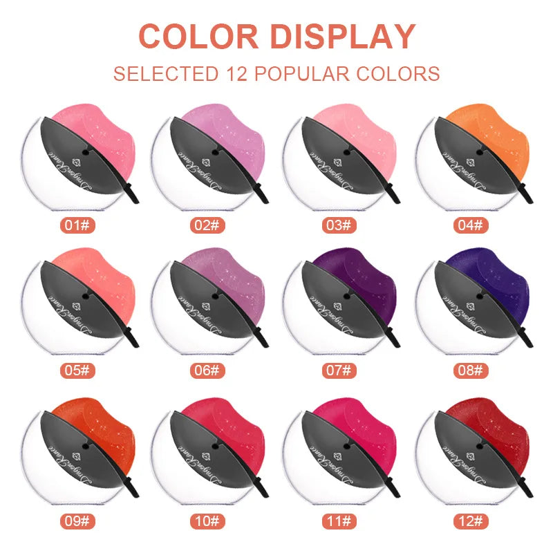 12-color lazy lip-shaped pearlescent fine glitter lipstick that is not easy to fade, warm and moisturizing, color-changing lazy - Tasawoq