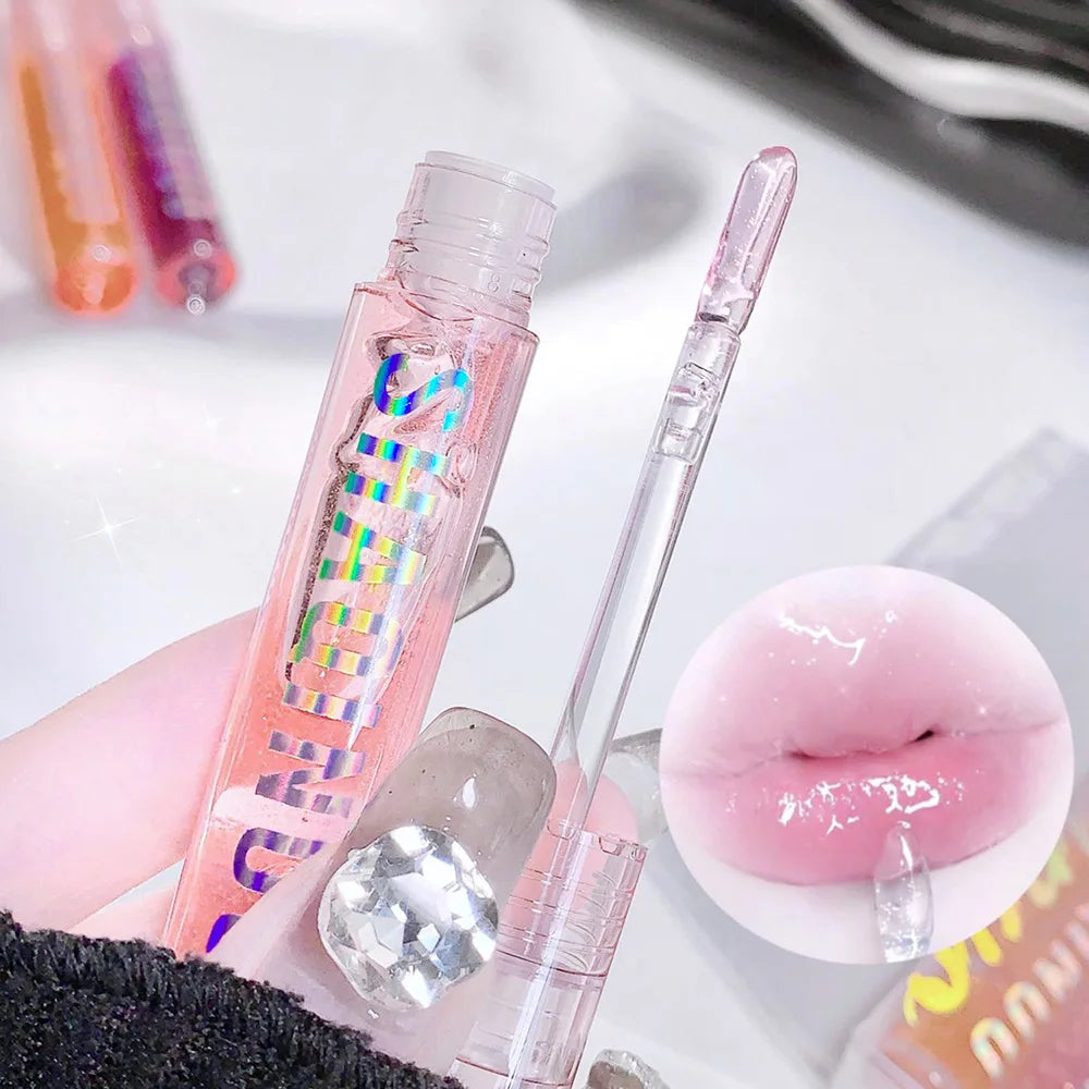 4 PCS Water-gloss Mirror Jelly Lip Gloss Moisturizes Lips Shimmers With Fine Pearls Brightens Lip Color - Tasawoq