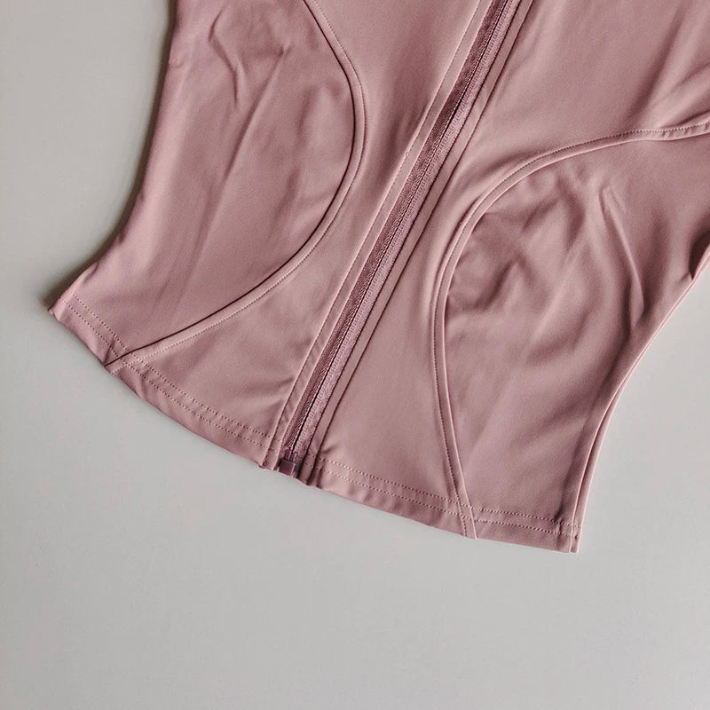 Outdoor Sports Long Sleeved Women Slim Yoga Clothes Quick Dry Zipper Cardigan Stand Up Collar Jacket Running Fitness Jacket Top - Tasawoq