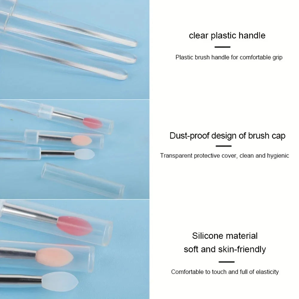 8PCS Silicone Lip Brush with Lid Easy and Efficient Lipstick Cream and Lip Gloss Applicator Makeup Beauty Brushes for Eyeshadow - Tasawoq