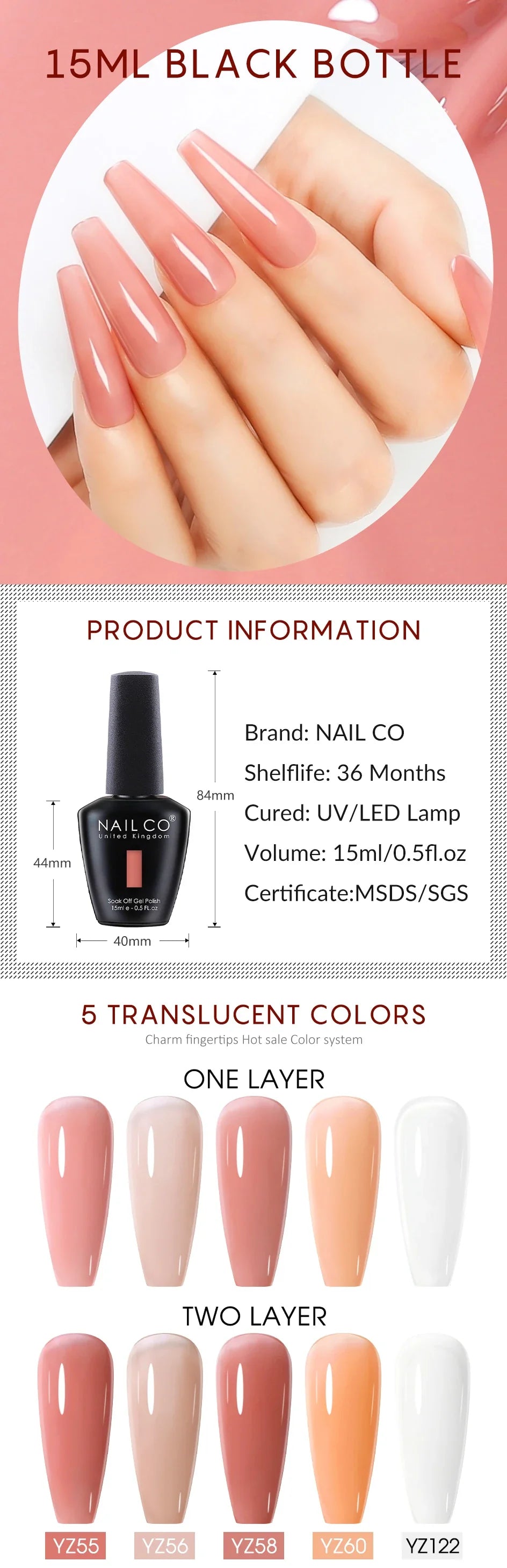 NAILCO 15ml Fresh Series Gel Nail Polish Design UV&LED Nail Gel Spring Summer Color Vernis Nail Art Glitter All For Manicure Set - Tasawoq
