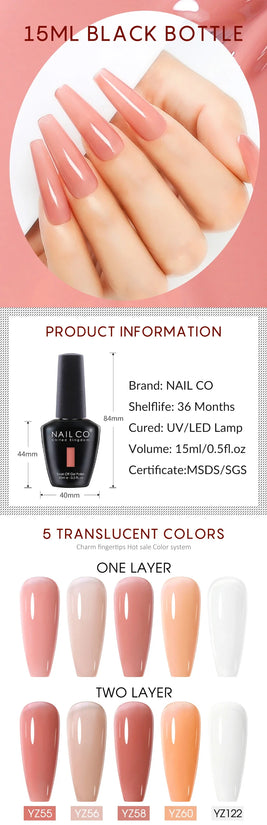 NAILCO 15ml Fresh Series Gel Nail Polish Design UV&LED Nail Gel Spring Summer Color Vernis Nail Art Glitter All For Manicure Set - Tasawoq