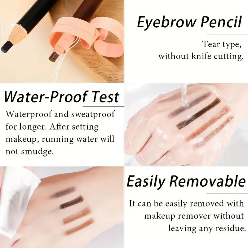 Tear Off Pull Line Eyebrow Pencil, Not Sharpen Need Eyebrow Pencil, Natural Color Rendering, Sweat Proof And Smudge Proof Eyebro - Tasawoq