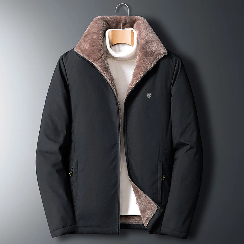 Men 2024 Winter Windproof Warm Thick Fleece Jacket Men Fashion Casual Coat Men Autumn Brand Outwear Outdoor Classic Jacket Men - Tasawoq