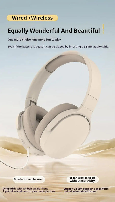 #P2961 Wireless Bluetooth 5.3 Headphones Over Ear Hifi Stereo Headset True Sports With Earphones TF/AUX Music Player with HD Mic - Tasawoq