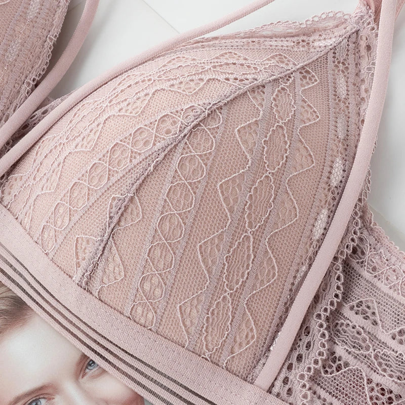 Floral Lace Bras for Women Sexy Lingerie Beauty Back Deep V Bralette Wire Free Thin Underwear Push Up Bra Female Brassiere - Tasawoq