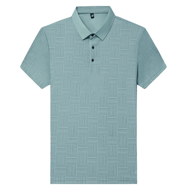 2024 Men's New Printed Business Casual Short sleeved POLO Shirt Fashion Short sleeved Comfortable and Breathable Top - Tasawoq