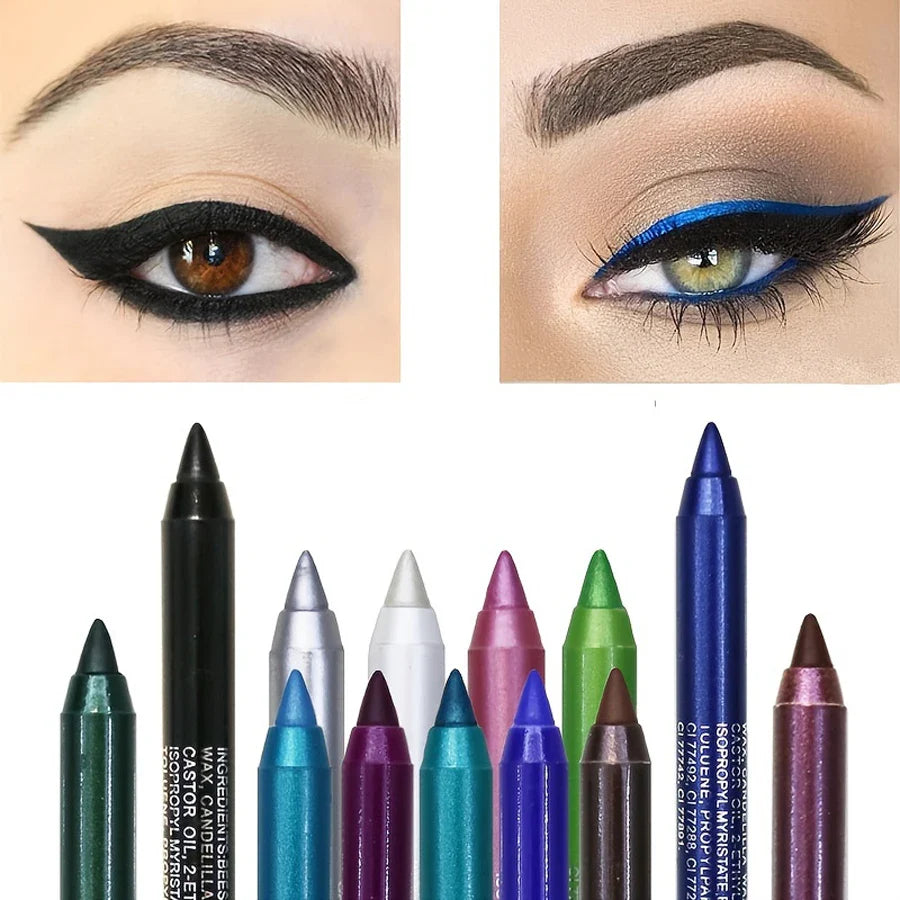 14-Color Colourful Eyeliner Pen, High Pigmented Pearly Shimmer Metallic Smokey Punk Gothic Style Eyeliner, Long Lasting Waterpro - Tasawoq