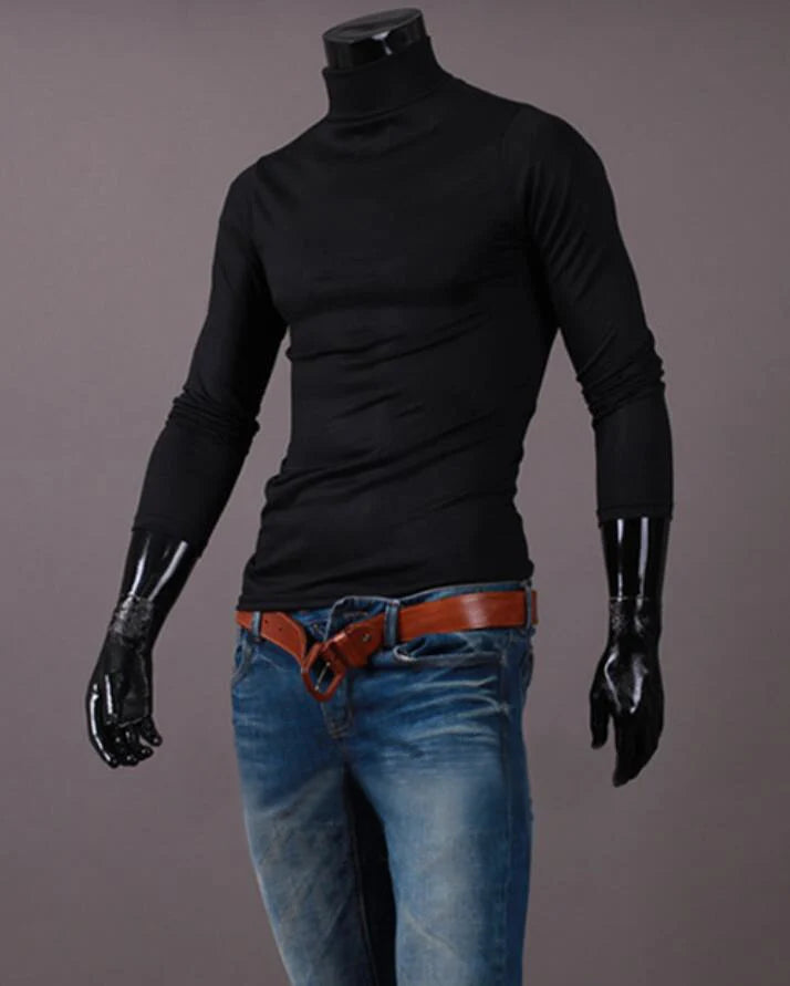 Thermal Underwear Tops Men Winter Clothes Thermal Shirt Autumn Men's Winter Tights High Neck Thin Slim Fit Long Sleeve T-shirt - Tasawoq